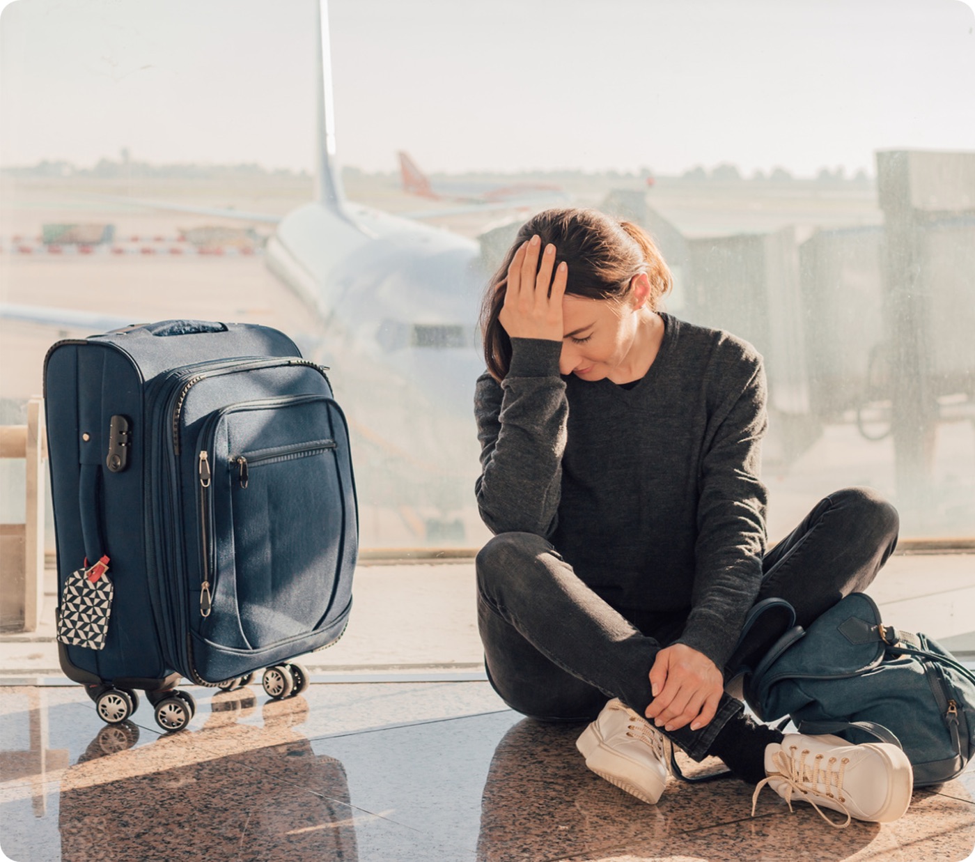 Traveler resting at an airport